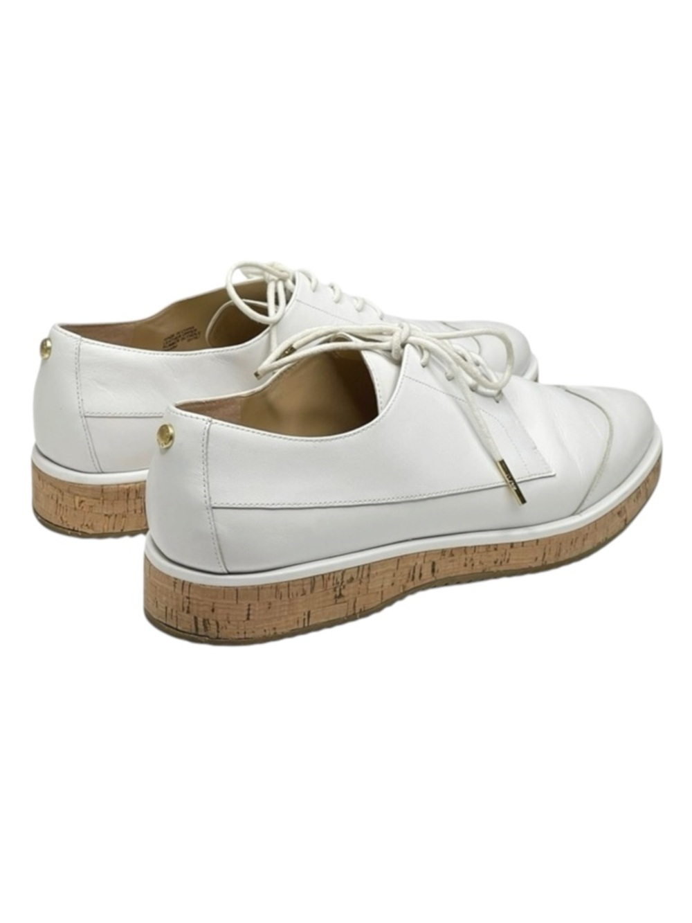 new Michael Kors ❁ Zane Leather Wingtip Cork Platform Espadrilles ❁ Optic White - Picture 4 of 16